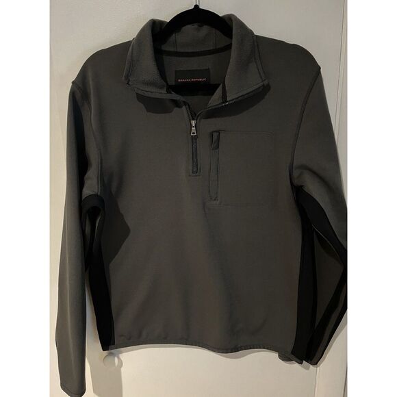 Banana Republic Men's Medium Gray Shell Jacket 1/4 Zip Pocket Mock Neck Pullover - Picture 1 of 5